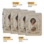 In His Garden, I Bloom - Personalized Christian Leather Bible Cover Bag