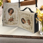 In His Garden, I Bloom - Personalized Christian Leather Bible Cover Bag