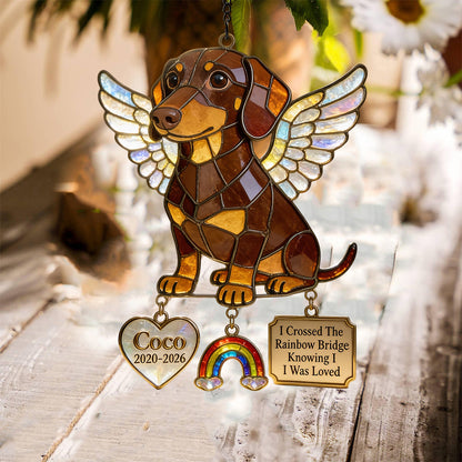Forever In My Heart - Personalized Dog Window Hanging Suncatcher With Charms