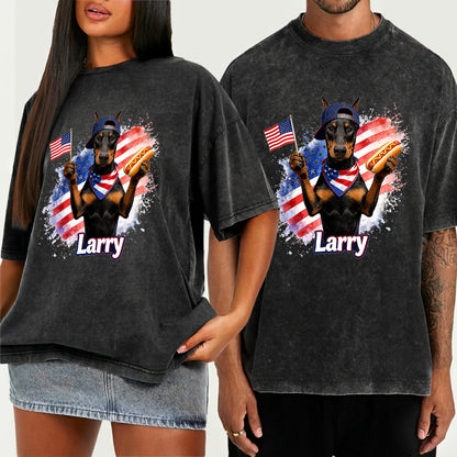 Patriotic USA - Personalized Dog Washed T-Shirt