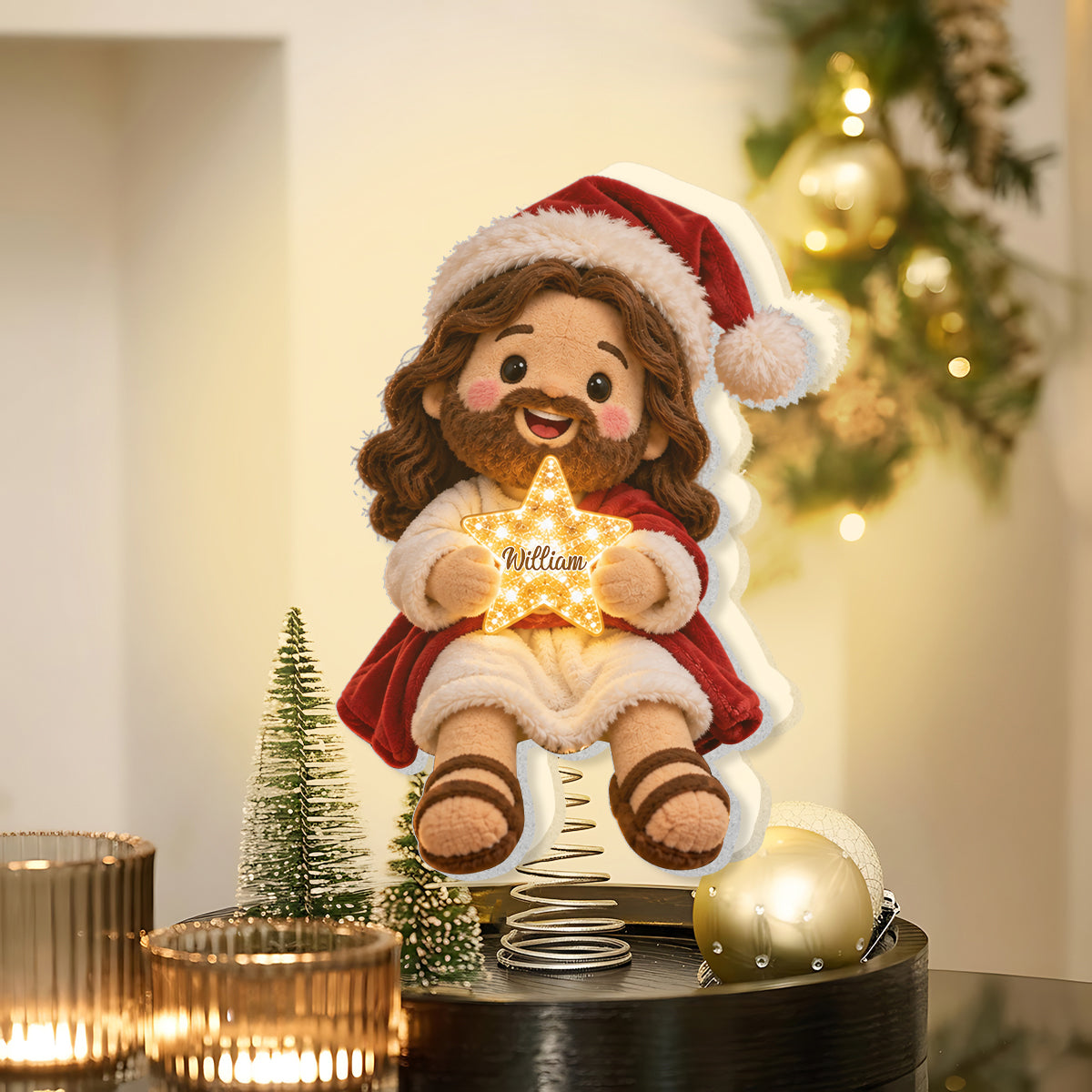 Merry Christmas - Personalized Christian LED Light Tree Topper