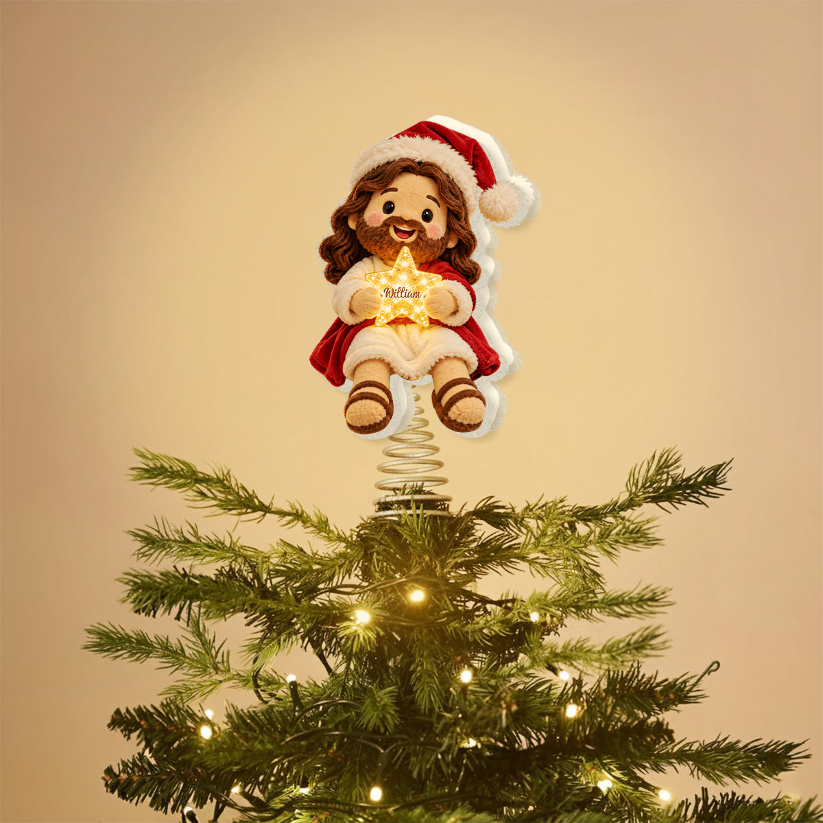 Merry Christmas - Personalized Christian LED Light Tree Topper