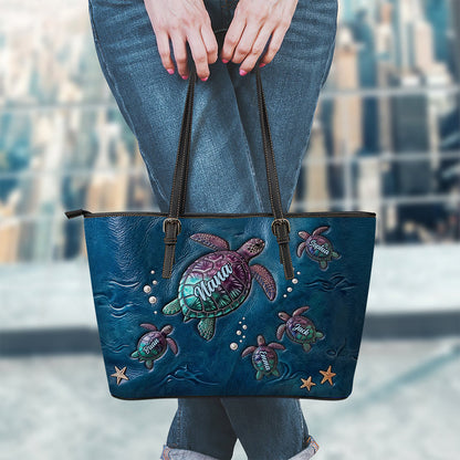 Nana Turtle - Personalized Grandma Leather Bag