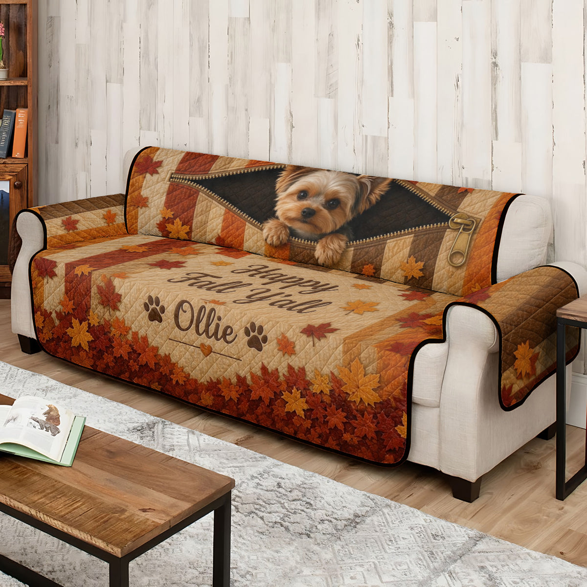 Cute Pet Peeking - Personalized Dog Quilted Sofa/Couch Cover
