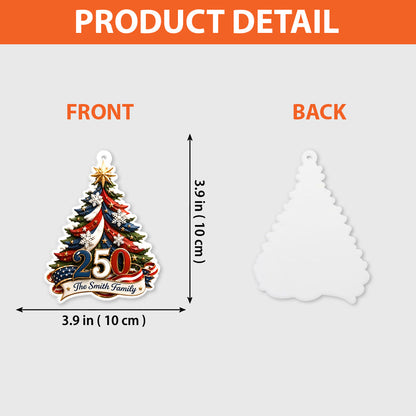 Celebrate 250 Years Of America - Personalized Family Premium 3D Ornament