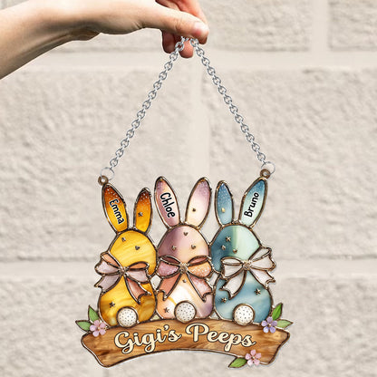 Grandma's Peeps Best Easter Gift - Personalized Grandma Window Hanging Suncatcher Ornament