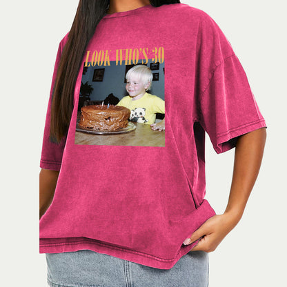 Birthday Gift - Personalized Birthday Washed T-Shirt