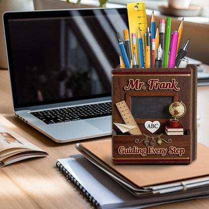 Vintage Teacher - Personalized Teacher Wooden Desk Organizer