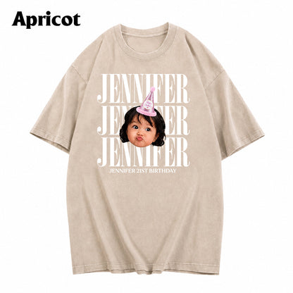 Birthday Gift - Personalized Birthday Washed T-Shirt