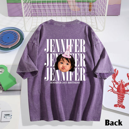 Birthday Gift - Personalized Birthday Washed T-Shirt