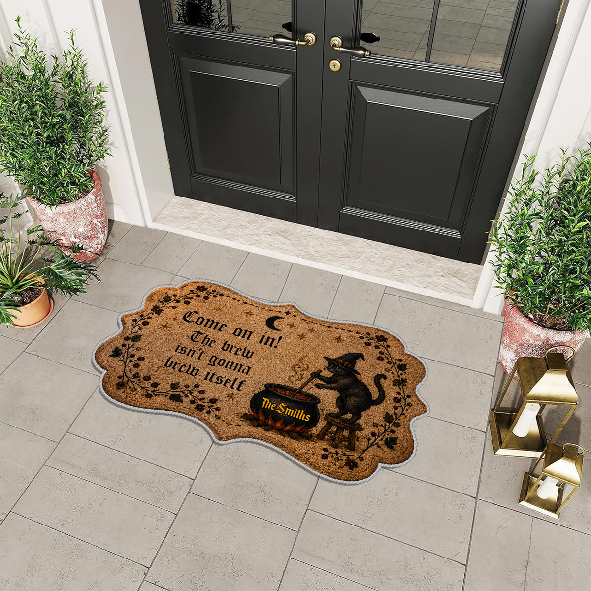 Come On In The Brew Doesn't Brew Itself - Personalized Witch Non-Slip Tufted Rug