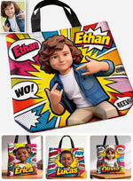 Popart Style Custom From Photo - Personalized Kid Tote Bag
