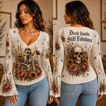 Dead Inside, Still Fabulous - Personalized Skull Flare Long-Sleeve Shirt