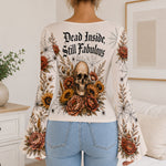 Dead Inside, Still Fabulous - Personalized Skull Flare Long-Sleeve Shirt