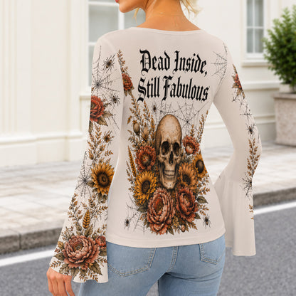 Dead Inside, Still Fabulous - Personalized Skull Flare Long-Sleeve Shirt