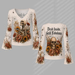 Dead Inside, Still Fabulous - Personalized Skull Flare Long-Sleeve Shirt
