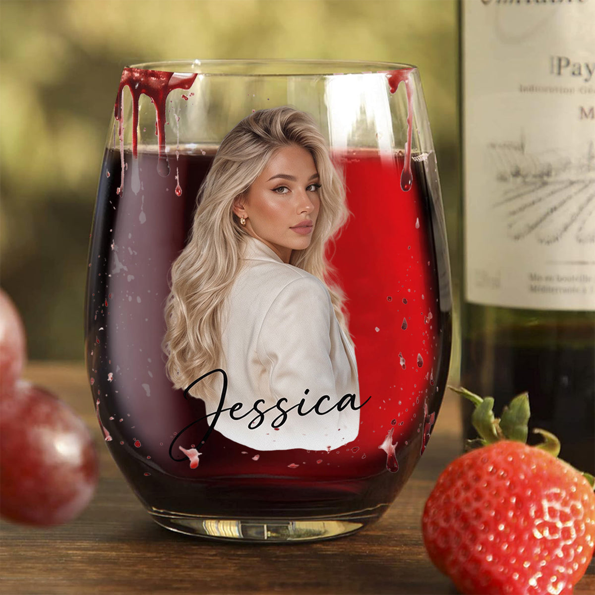 Bloody Sip - Personalized Wine All Over Wine Glass