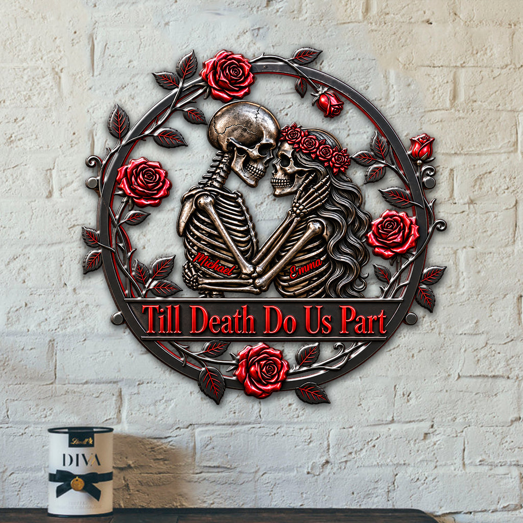 Till Death Do Us Part - Personalized Skull 3D Printed Cut Metal Sign