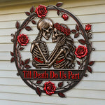 Till Death Do Us Part - Personalized Skull 3D Printed Cut Metal Sign