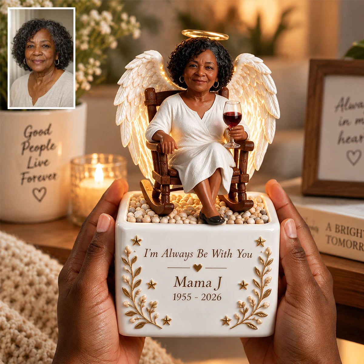 Miss You Forever - Personalized Memorial LED Light Ceramic Pot