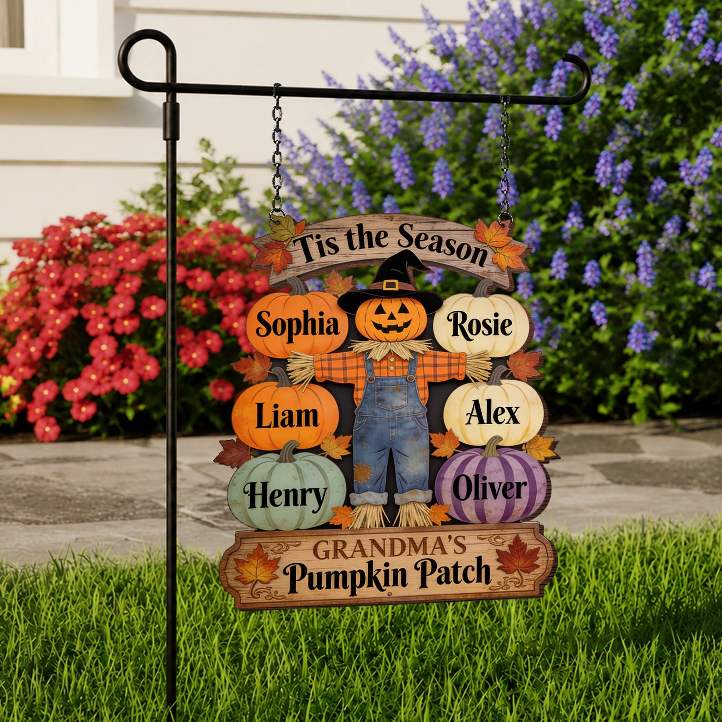 Grandma's Pumpkin Patch - Personalized Grandma Wood Sign With Stake