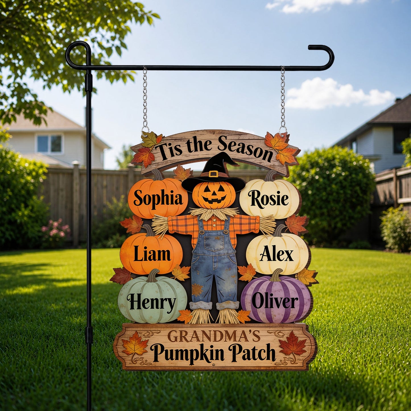 Grandma's Pumpkin Patch - Personalized Grandma Wood Sign With Stake
