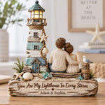Your Are My Lighthouse In Every Storm - Personalized Couple Custom Shaped Wood Plaque