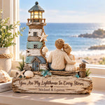 Your Are My Lighthouse In Every Storm - Personalized Couple Custom Shaped Wood Plaque