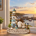 Your Are My Lighthouse In Every Storm - Personalized Couple Custom Shaped Wood Plaque
