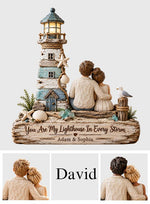 Your Are My Lighthouse In Every Storm - Personalized Couple Custom Shaped Wood Plaque