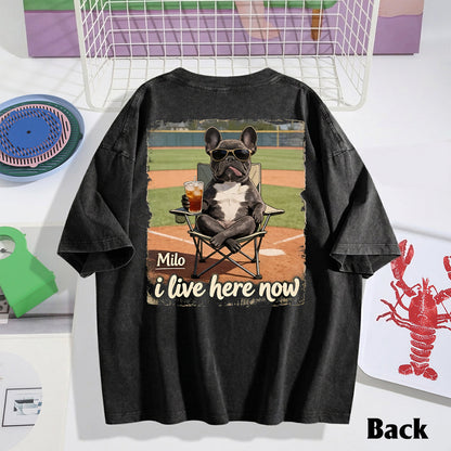 Custom Any Photo I Live Here Now - Personalized Dog Wash T-Shirt
