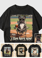Custom Any Photo I Live Here Now - Personalized Dog Wash T-Shirt