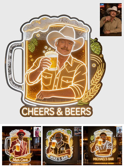 Cheers & Beers, Bar Decoration - Personalized Beer Neon LED Light Sign