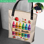 Pencil Crayon Teacher Tote Bag - Personalized Teacher Tote Bag