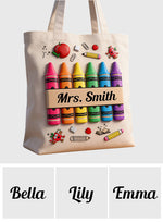 Pencil Crayon Teacher Tote Bag - Personalized Teacher Tote Bag
