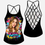Vibrant Graffiti Pop Art Custom Photo Watercolor Paint Splash - Personalized Self Love Cross Tank Top