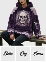 Floral Skull - Personalized Skull Fleece Hoodie