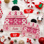 Pink Ribbon Love & Hope - Personalized Breast Cancer Awareness Beanie Hat