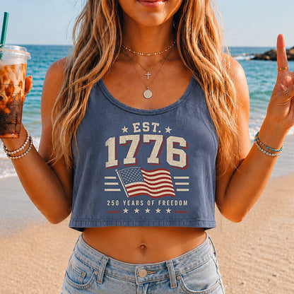 America 250th Anniversary, Birthday Gift - Personalized Birthday Crop Tank Top
