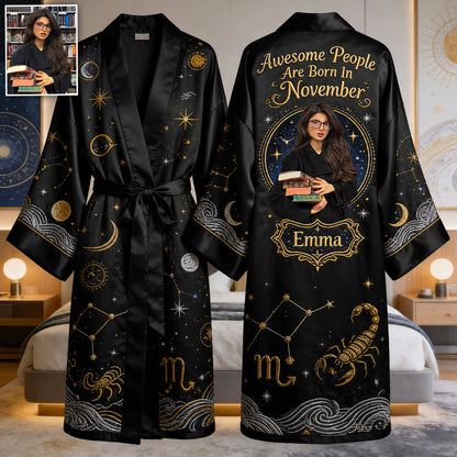 Awesome People - Personalized Horoscope Satin Robe
