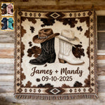 We Got This, Farmhouse Decoration, Cowboy Cowgirl Couple - Personalized Western Outfit Woven Blanket
