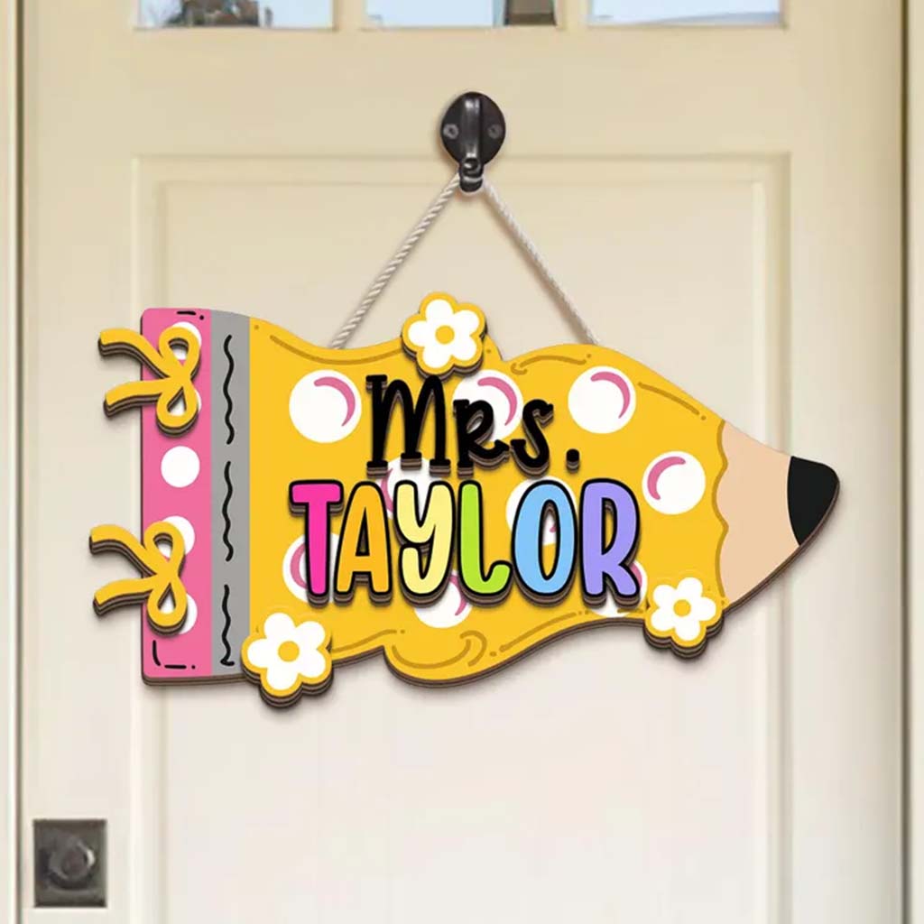 Back To School Gift for Teacher - Personalized Teacher Custom Shaped Wood Sign