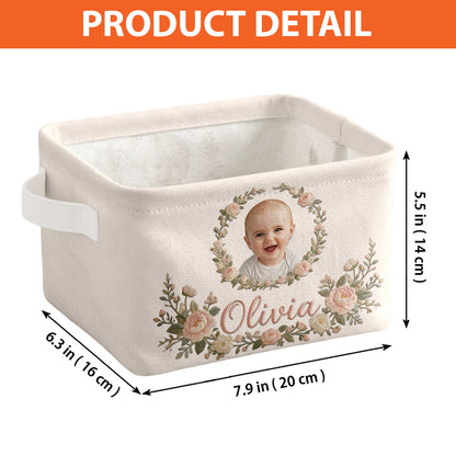 Baby Organization, Nursery, Newborn Keepsake - Personalized Newborn Rectangle Storage Basket