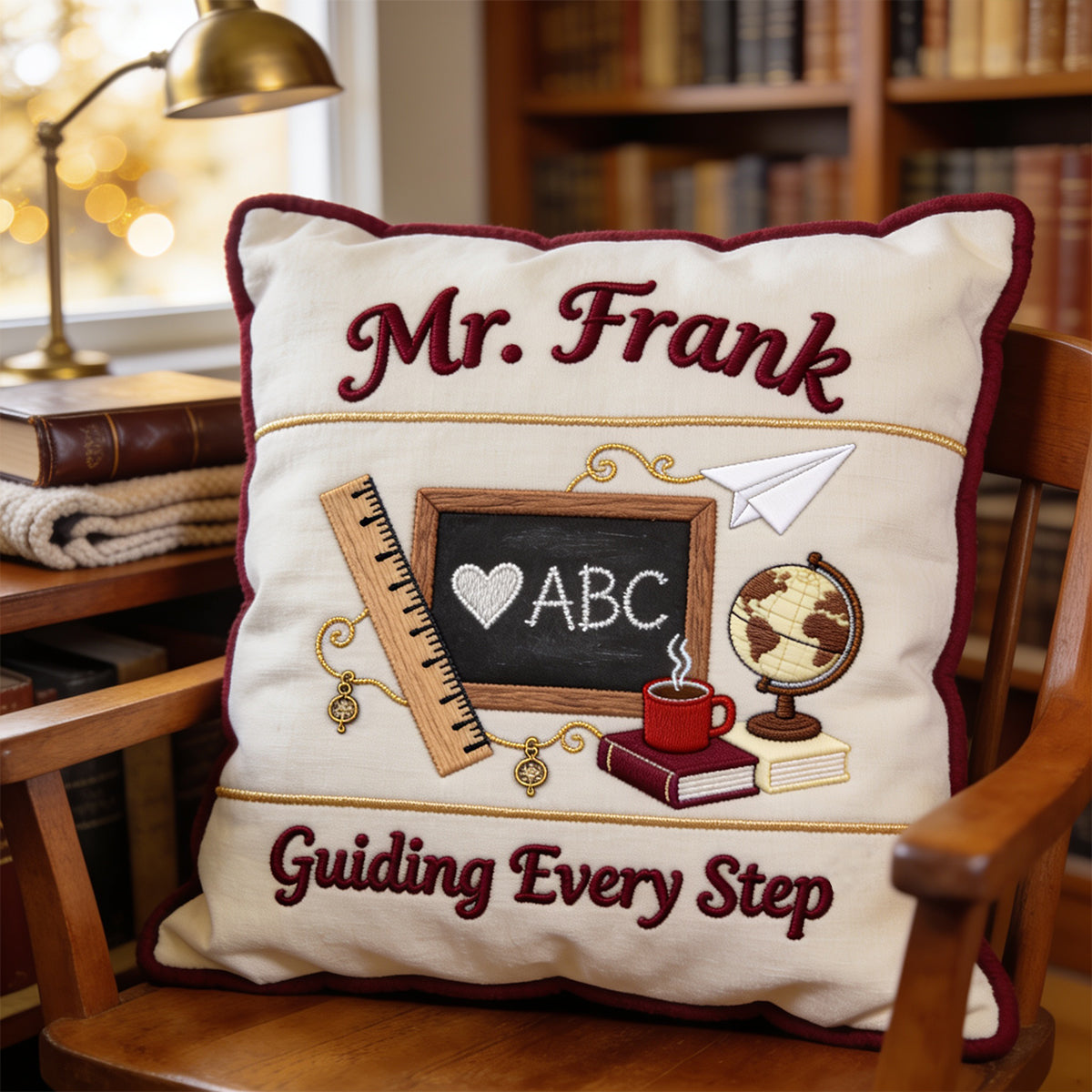 Vintage Teacher - Personalized Teacher Faux Fur Square Pillow