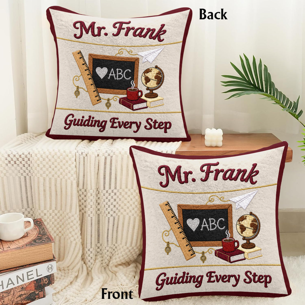 Vintage Teacher - Personalized Teacher Faux Fur Square Pillow