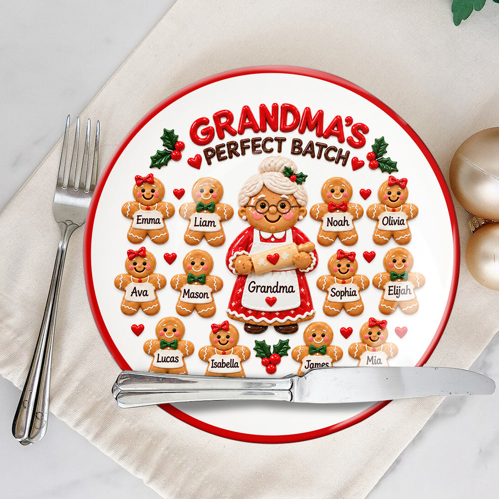 Grandma's Perfect Batch - Personalized Grandma Ceramic Round Plate