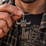 Semi Truck Cross - Personalized Trucker Shaped Metal Pendant Necklace