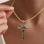 Semi Truck Cross - Personalized Trucker Shaped Metal Pendant Necklace
