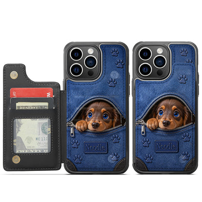 Any Photo Cute Peeking Pets - Personalized Dog Fully Printed Wallet Phone Case