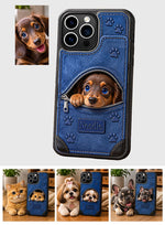 Any Photo Cute Peeking Pets - Personalized Dog Fully Printed Wallet Phone Case